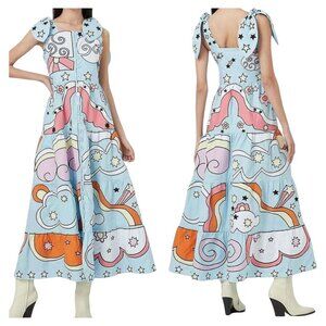 Celia B Valkyria Dress XS NWT | Psychedelic Rainbow Cloud Print Maxi | $475 Reta